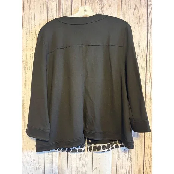 Alfred Dunner Black Jacket Blazer Silver Accents Office Casual Size Medium - Picture 4 of 6